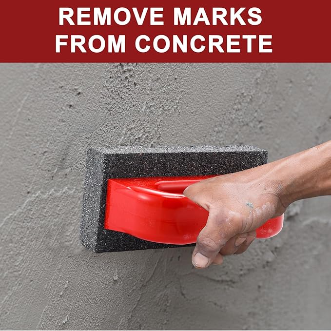 Wenqik 4 Pcs Rub Brick with Handle Concrete 20 Grit Masonry Tools Smoothing Cleaning Removing Marks Tool (Red)