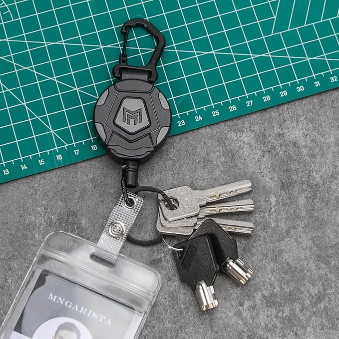 MNGARISTA 4-Pack Retractable Keychain, Heavy Duty Carabiner Badge Holder, Tactical ID Badge Reel with 31.5??Steel Retractable Cord, 8.0 oz