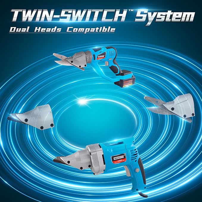 Electric Metal Shear, 14 Gauge 5.0 Amp Variable Speed Swivel Head Heavy Duty Sheet Metal Cutter
