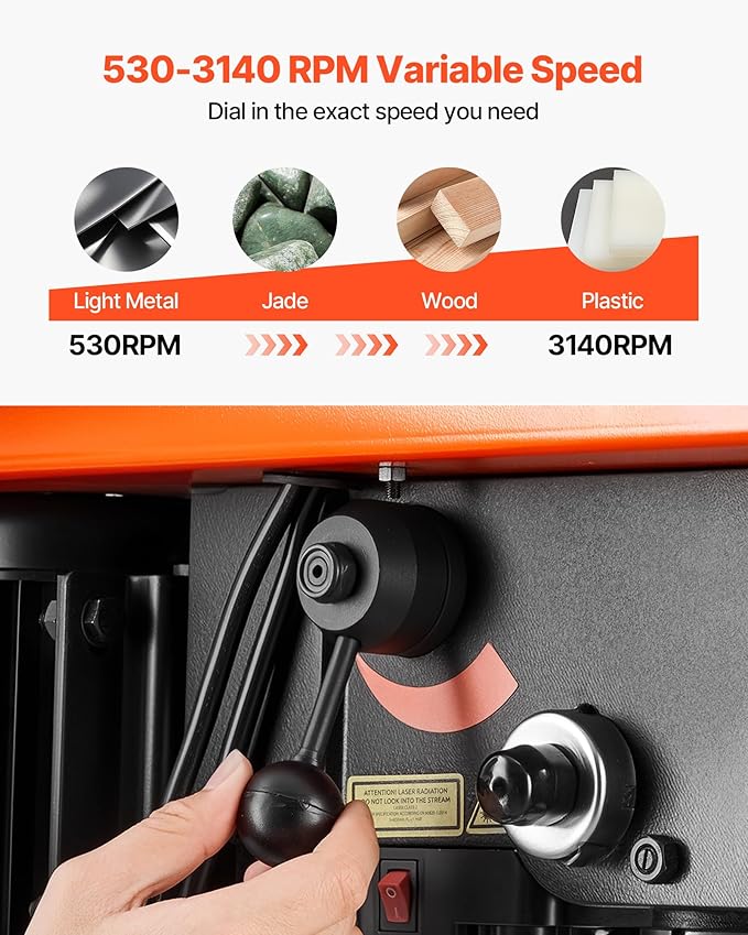 VEVOR 10-Inch Benchtop Drill Press, 5 Amp, 0.8 HP 600W Bench Drill Press, 530-3140 RPM Variable Speed, 0-45째 Tilting Worktable, with Laser and LED Work Light, Tabletop Drilling Machine, for Wood Metal
