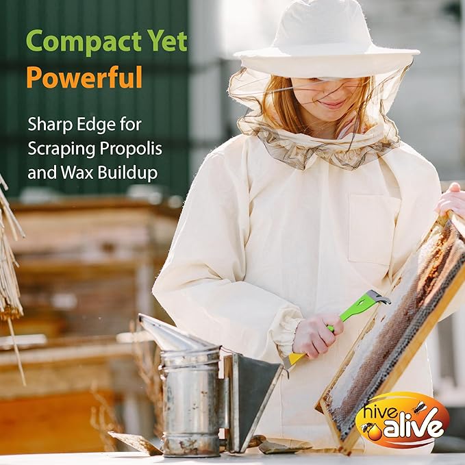 HIVE ALIVE 1 EZ Find Pro HiveTool ??Heat Treated 3mm Thick for Lasting Strength - Beekeeper Tools for Prying, Lifting, and Scraping. Its Multi-Color Easily Stands Out in Green Vegetation and Scrub