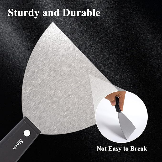 7 PCS Drywall Tools,Putty Knife,Paint Scraper Tool with Storage Bag,Stainless Steel Putty Knife Set,Drywall Scraper Spackle Taping Knife for Spreading Mud, Taping,Repairing wall (2 PCS -5")