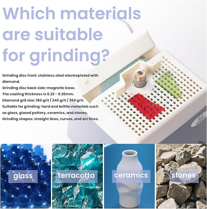 2-in-1 Stained Glass Grinder,Portable Precision Edge Angles (30째/45째/60째/90째) Shaping Drilling Grinder for Glass & Metal Arts,Tile,Marble,Ceramics,Jewelry Making,Mosaics Decoration