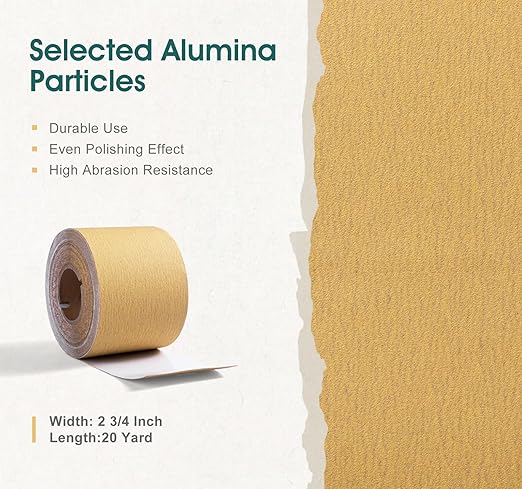 S SATC 180 Grit PSA Longboard Sandpaper 20 Yard Long Continuous Roll, 2-3/4" Wide Self Adhesive Stickyback Sanding Sheets for Automotive, Hand Sanding Blocks,Woodworking, Metal, Plastic