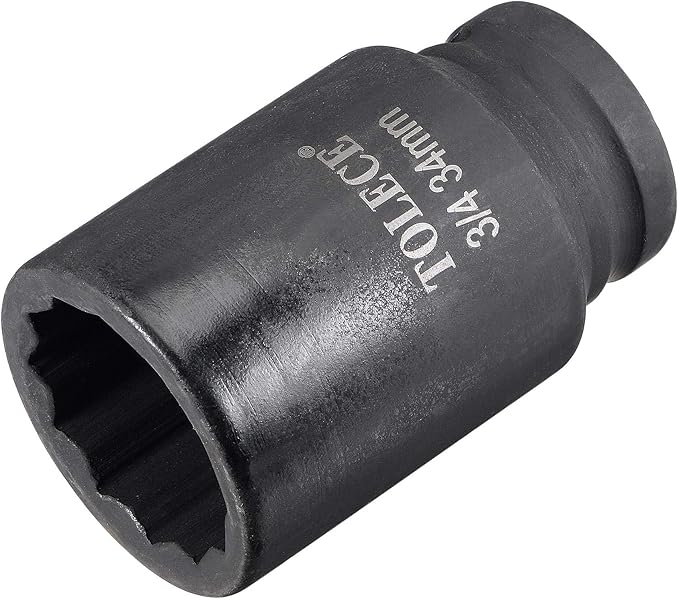 uxcell 3/4-Inch Drive 34mm 12-Point Deep Impact Socket, CR-MO Steel 78mm Length, Metric Sizes