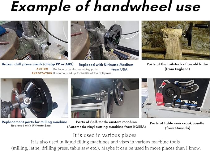 The Ultimate Handwheel | 0.5" or Less Shaft - Out Dia 4" | 2-Type Set Screw and Revolving Knob Handle Included Can be Used Immediately Without Any Pre-Processing Before Use. [Made in Korea]