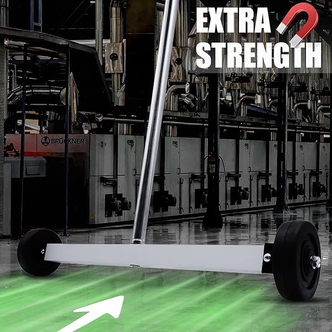 GRIP Magnetic Pickup Sweeper 17" - 8.8 lb Capacity - Chrome Handle Extends from 23" to 40" - Easy Cleanup of Workshop, Garage, Construction - Lawn Sweeper