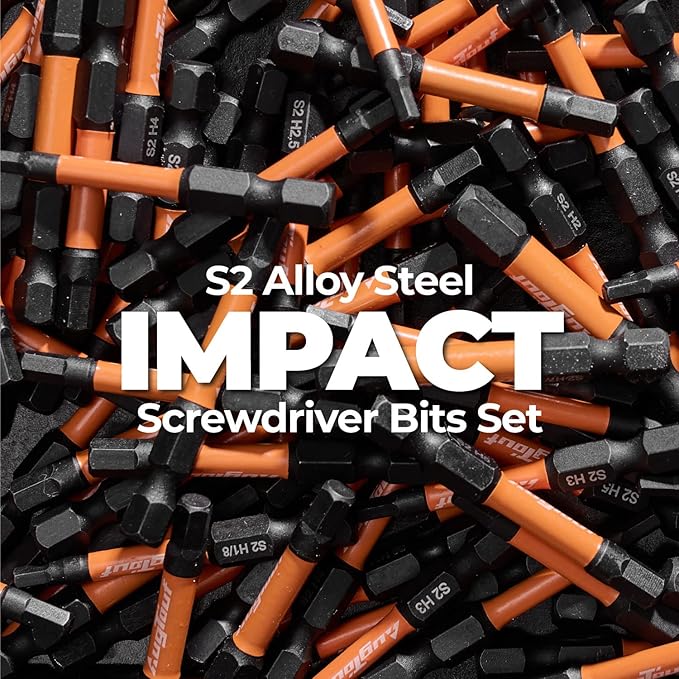 toolant 3mm S2 Steel Impact Hex Head Allen Wrench Drill Bits Set, 10pcs, 1/4" Hex-Shank, 2" Long, CNC Machined Tips with Magnetism