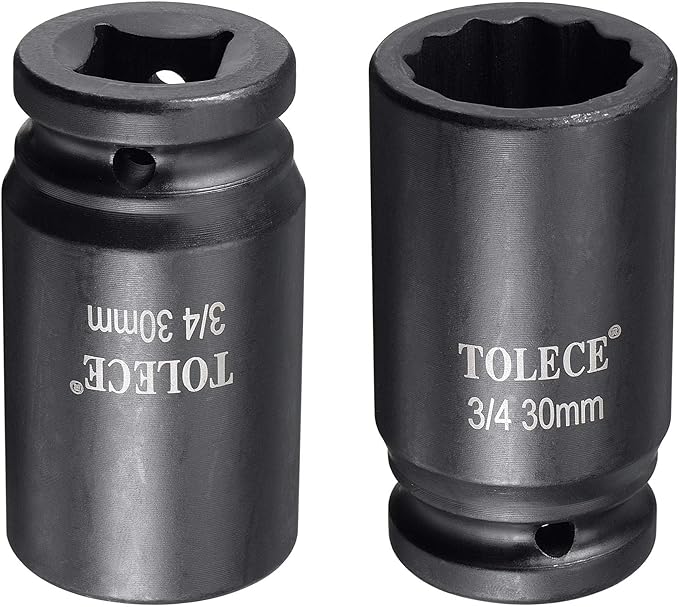 uxcell 3/4-Inch Drive 30mm 12-Point Deep Impact Socket, CR-MO Steel 78mm Length, Metric Sizes