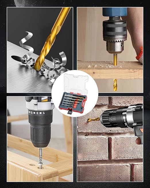ROTATION 10-Piece Screw Extractor and Drill Bits Set, Bolt Remover Kit, for Removing Stripped Screws & Broken Bolts, HSS & CR-MO