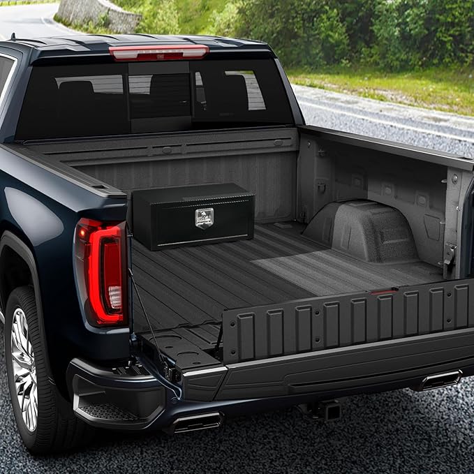 27.75'' Steel Underbody Tool Boxes with Lock, Heavy Duty Waterproof Undermount Truck Tool Box for Vans, Trailers, RVS，Trucks, Black（27.75"*10"*10.5"）