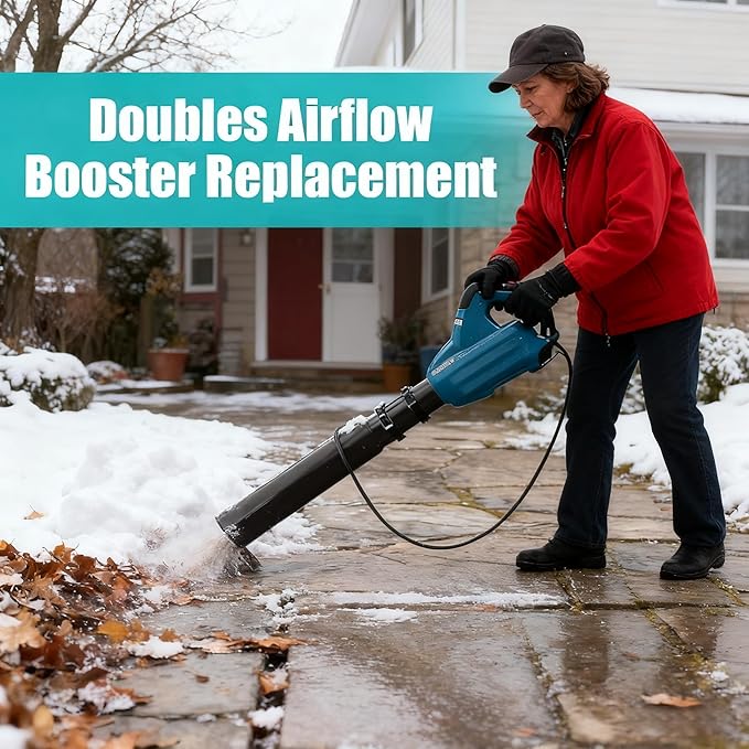 Leaf Blower Air Booster & Turbo Nozzle Attachment,Cyclone Airflow Amplifier Boosts Speed & Power,Universal Fit for 2-4 Inch Nozzles,Suitable for patios,lawns,and snowfields (Black)