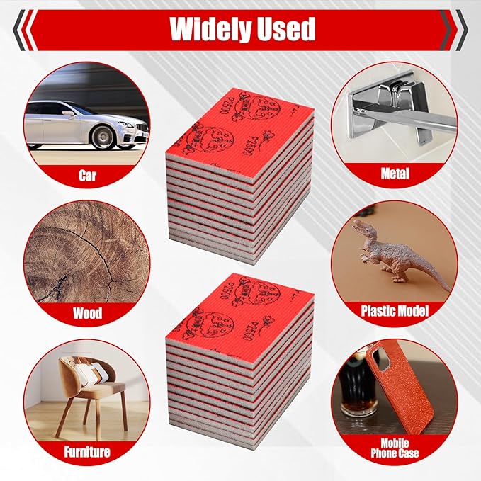 24 Pcs 3 x 4 Inch 180-3000 Grit Sanding Sponge Set, Anglecai Ultra Fine Sanding Sandpaper Pads Soft Foam Sand Block Sponge for Wet Dry Sandpaper Pads for Plastic Model Metal Wood Furniture Polishing