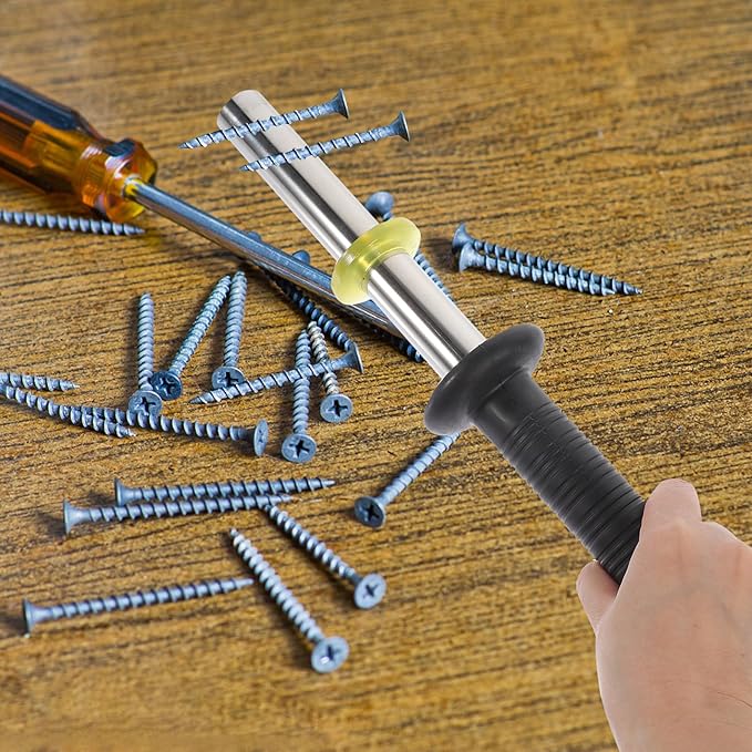 Magnetic Pick Up Tool With Release : Magnetic Chip Collector Retrieving Baton Swarf Sweeper for Pickup Nails, Screws, and Metal Scraps