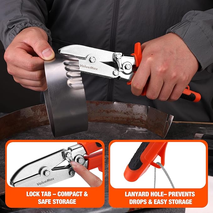 ValueMax 5-Blade Hand Crimper, Gutter Crimping Tool and Sheet Metal Crimper for 22-28 Gauge Stainless Steel, HVAC Ductwork, Downspouts, Stove Pipes, Rust-Resistant Ergonomic Handle