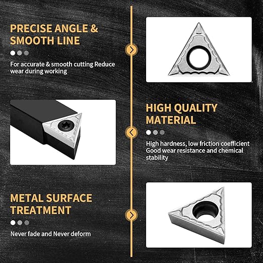 3/8" Indexable Carbide Turning Inserts Holder Set for Machining Lathes, 5 Pcs Set Metal Lathe Tools Inserts Bits with Carbide Inserts TCMT110204.