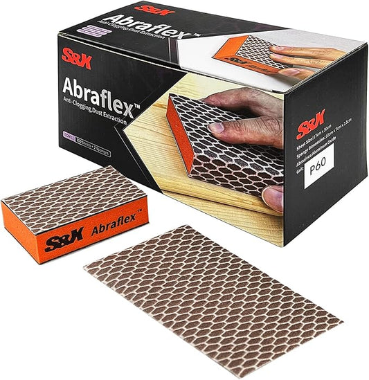 S&X Sanding Block Hook and Loop Sandpaper Assortment, 100-Pack, Multipurpose Coarse Medium Fine Sanding Sponge Set for Wood, Drywall, Metal, Washable and Reusable (Grit 60)