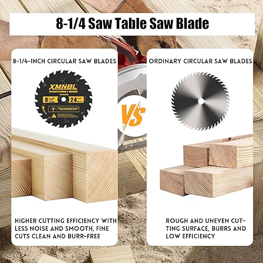 8-1/4 Inch Table Saw Blade 24 Teeth,8-1/4 Framing Saw Blades Saw Blade for Cutting Hardwoods,Softwoods,Veneer Plywood,and Other Wood Fine Finish Saw Blades,Quality Alloy Tips,24 ATB,Shafts 5/8 Inch