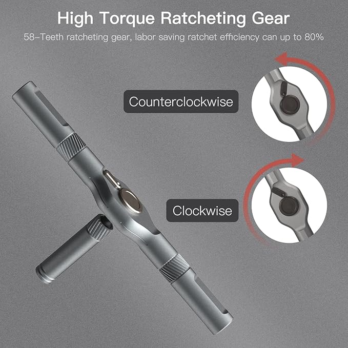 ATuMan 24 in 1 Ratchet Screwdriver Set with Detachable Handle, S2 Alloy Steel Precision Bits, Magnetic Ratcheting Screwdriver with Case for Bicycle, Computer, Electronics Repair, Ideal for Home, DIY