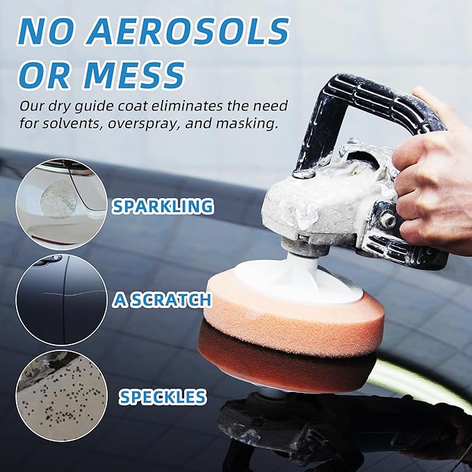 7 oz Black Dry Guide Coat Powder for Auto Body Sanding, Highlights Scratches, Pinholes & Low Spots, Moisture-Resistant Cap, Wet & Dry Sanding Compatible