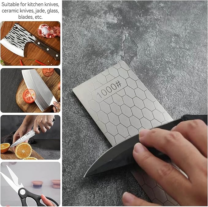 Diamond Sharpening Stone Set,10 Pcs Diamond Lapping Plate Coarse/Medium/Fine Grit Sharpener, 180/240/400/600/800/1000/1200/1500/2000+2500 Grit, Perfect Assistance Sharpener Angle Guide
