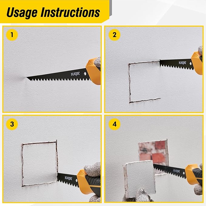 KATA Drywall Saw Handsaw, 6-inch Sharp 8-TPI Blade Pumpkin Carving Tools, Keyhole Job Saw with Ergonomic Handle,Triple Ground Teeth Cutting for Sheetrock, Plywood, Cardboard, Wood, Plastic