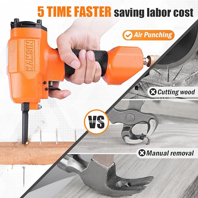 KT38 Pneumatic Nails Puller for Recycling Removing Nails shank diameter of 3-5 mm (0.118"-0.196") Air Punch Nailer Air Power Nail Remover Gun Nail Puncher Light Weight Denailer Gun
