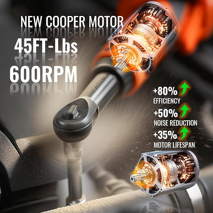 3/8" Extended Electric Ratchet Wrench Set, 45ft-lbs Cordless Long Neck Power Ratchet Wrench Kit with 2pcs Batteries, LED Light, 9 Sockets, Toolbox, Variable Speed, For Housework, Car Repair