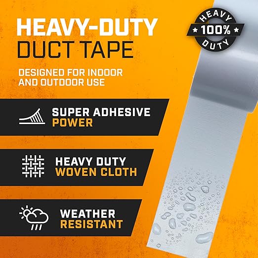 Lockport Silver Duct Tape - 6 Roll Multi Pack - 90 feet x 2 Inch - Strong Duct Tape Heavy Duty - Waterproof - No Residue - Bulk Value - Easy Tear - Industrial Use - DIY Home Repair