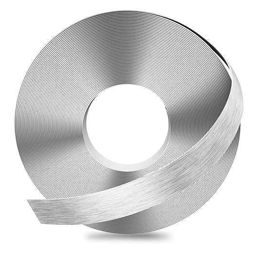 GSCIT Club Silver Edge Banding, 1/2 Inch x 25ft Aluminum Brushed Edge Banding PVC Edge Trim for Cabinet Repair Furniture