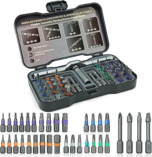 34 In 1 Magnetic Screwdriver Set,Small Ratcheting Screwdriver Pocket Set For Craftsman,Screwdriver Bit Set With Tough Case,Screw Driver Set Kit,Men's Christmas Gifts