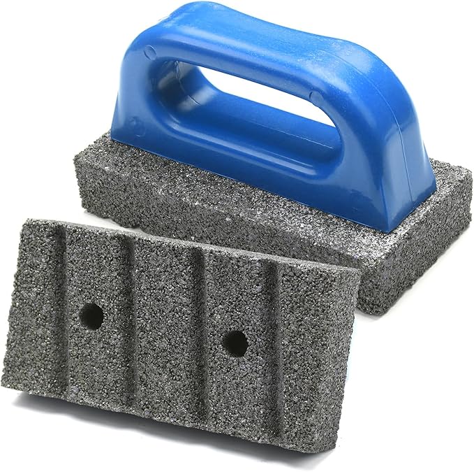Wenqik 2 Pcs Rub Brick with Handle Concrete 20 Grit Masonry Tools Smoothing Cleaning Removing Marks Tool(Blue)