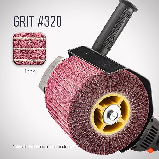 120x100mm Non-Woven Abrasive Flap Wire Drawing Polishing Burnishing Wheel for The Surface Treatment of Metal Products (320 GRIT with Sandpaper)