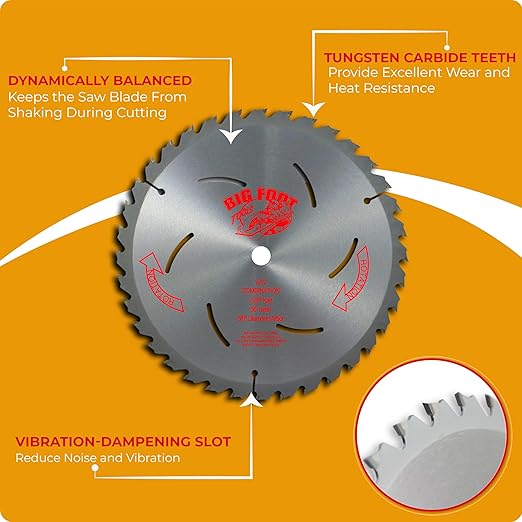 Big Foot 10 1/4 Circular Saw Blade 36 Tooth Carbide Tipped Circular Saw Blade - 10-1/4" Diameter - 5/8" Arbor