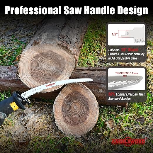 ANGELSWORD 12 Inch Arc Edge Reciprocating Saw Blade, 6TPI Sawzall Blade, Wood Pruning Saw Blade for Tree Trimming, Wood Cutting, 3 Pack