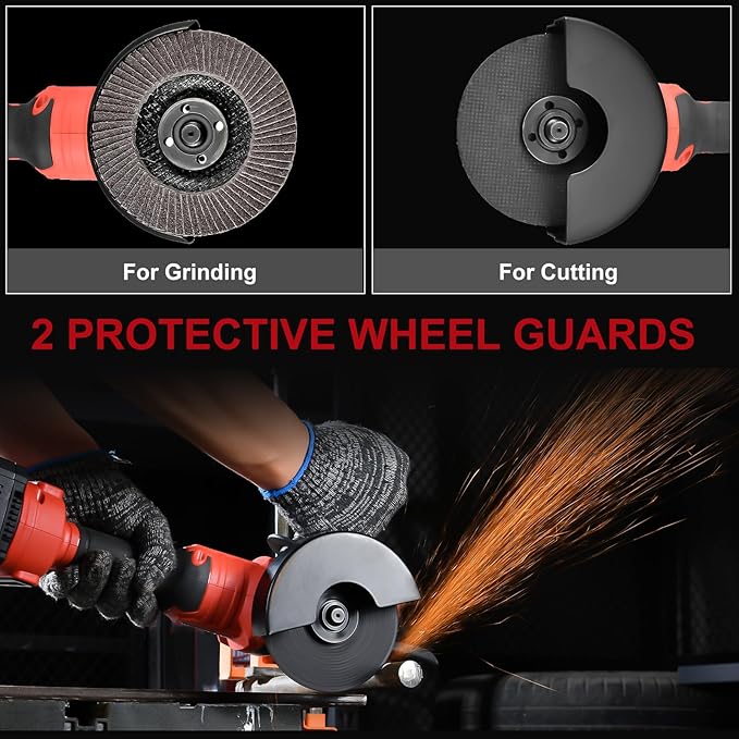 AOBEN Cordless Angle Grinder 4-1/2 inch, 21V Battery Grinder Tool, Power Electric Grinders, Brushless Motor, 2x4.0Ah Battery & Charger, for Cutting, Grinding, Polishing