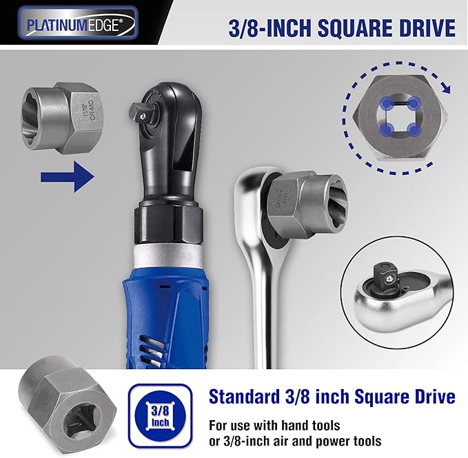 PLATINUMEDGE 13 Pieces Impact Bolt & Nut Remover Set, Stripped Bolt Extractor Set, Cr-Mo Extraction Tool Set with Solid Storage Case, Easy Out Rusted Rounded Damaged Nuts and Bolts