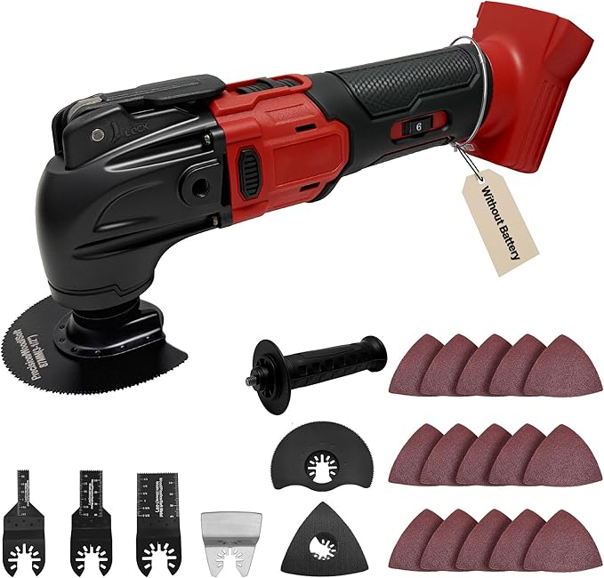 Oscillating Multi Tools for Milwaukee 18V Battery, Multi-Use Grinding Tool, 4째Oscillation Angle, 6 Variable Speeds, Quick-fit Blade Design with 22pcs Accessories for Cutting, Sanding, Scraping