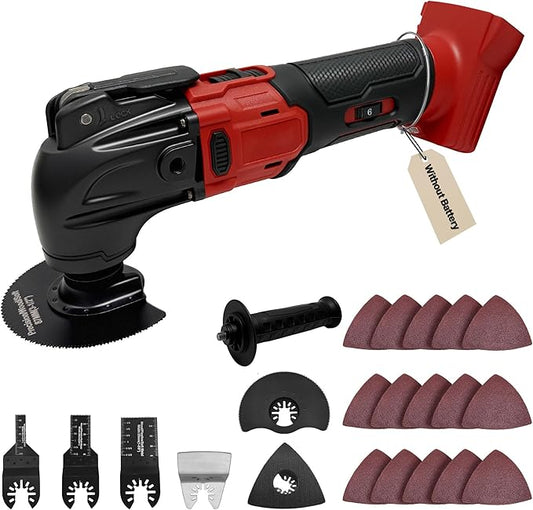Oscillating Multi Tools for Milwaukee 18V Battery, Multi-Use Grinding Tool, 4째Oscillation Angle, 6 Variable Speeds, Quick-fit Blade Design with 22pcs Accessories for Cutting, Sanding, Scraping