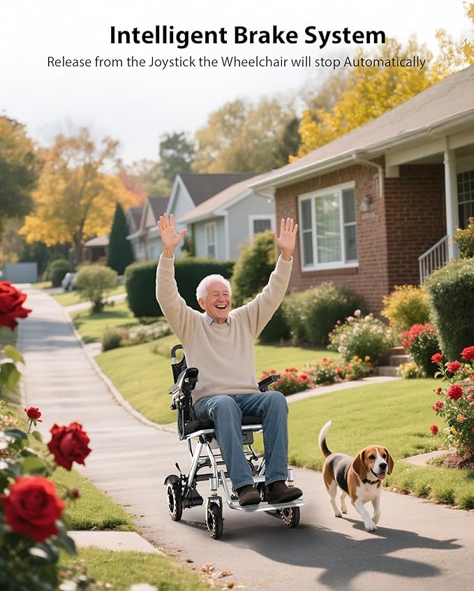 Goldseason 330lb Bearing Portable Electric Wheelchair for Adults & Seniors ??33lbs Lightweight Electric Wheelchair, Side Pockets for Essentials, Airline Approved for Travel, Silver-Gray