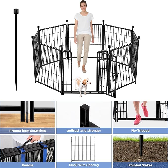 ADAVIN Tall Garden Fence 40 in(H)횞31 Ft(L) 14 Panels, Heavy Duty Iron Metal Fence with Gate Low Threshold, Dogs Rabbit Fences Outdoor Camping, Flower Bed Fencing Border, Temporary Black Yard Fences