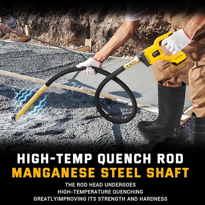 Handheld Concrete Vibrating Tool Compatible with Dewalt 20V Battery, 600W Cordless Concrete vibrator with 3.8FT Shaft Rod 5,500VPM Portable Pencil Cement Vibrarator Remove Air Bubble(No Battery)