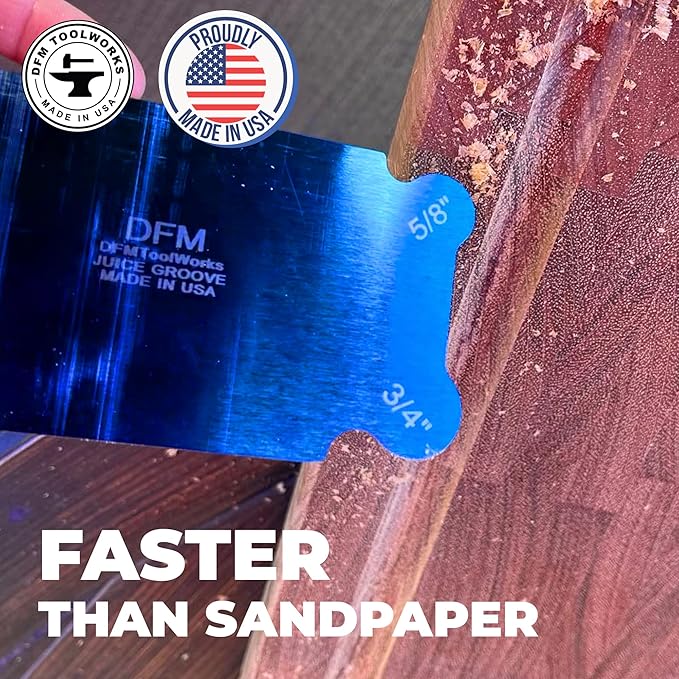 Curved Cabinet Scraper Cards - Precision Cabinet Scraper for Woodworking, Multi-Use Woodworking Tools, Wood Finishers, Quality Card Scraping Tool, Made in USA, Juice Groove - Blue
