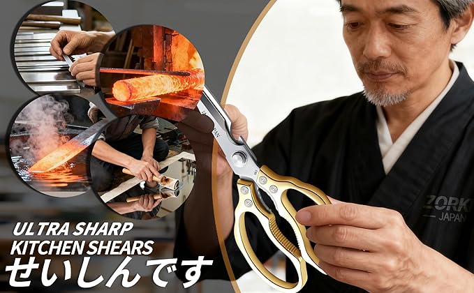Kitchen Scissors, Multi-All Purpose Japan Kitchen Shears, Heavy Duty Dishwasher Safe Food Scissors for Chicken, Poultry, Fish, Meat & Herbs Christmas Gifts for Men Women Mom Dad