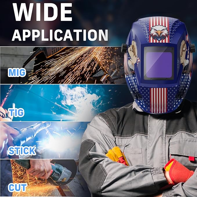2 Pcs Large Viewing Screen 3.94?씳?.82??Welding Helmet Auto Darkening, True Color Welding Hood with 4 Arc Sensor Solar Powered, Wide Shade 4-5/5-9/9-13 for TIG MIG ARC Grind Welding Mask