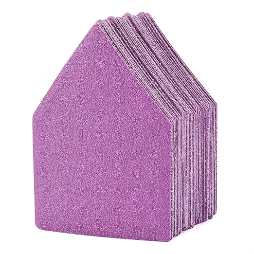 80 Grit Sandpaper 50PCS, 90mm x 65mm Triangle Sanding Sheets, Fits Milwaukee M12 Fuel Sander, Hook & Loop Detail Sander, White Fused Alumina Abrasive Sand Paper for Wood Finishing, Detail Sanding