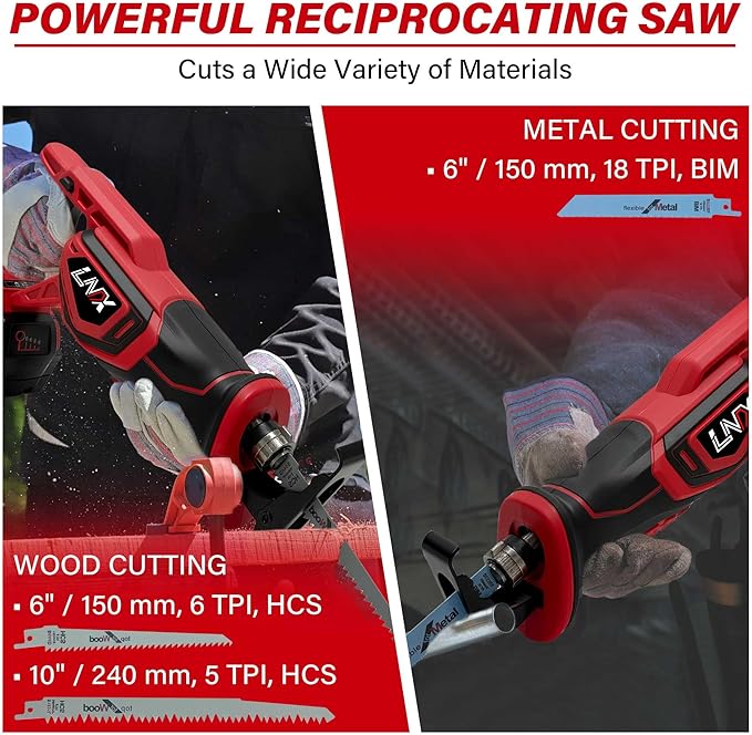 Cordless Reciprocating Saw for Milwaukee 18V Battery, Brushless Electric Recip Saw with 4 Blades, 0-2800 SPM Variable Speed, Tool-Free Blade Change, for Wood/PVC/Metal Cutting