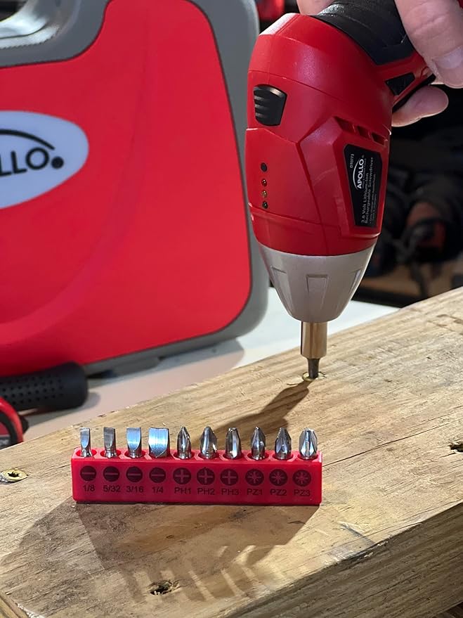 Apollo Tools 135 Piece Household Tool Set with Pivoting Dual-Angle 3.6 Volt Lithium-Ion Cordless Screwdriver ??Includes Most-Needed Tool Selection and Hanging Assortment- Red - DT0773