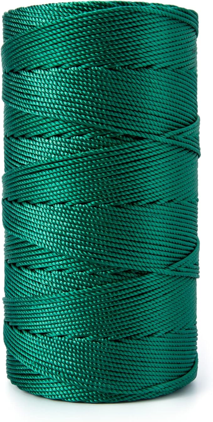 HONGDA Twisted Nylon String, #18 x 1080FT Mason Line String, Nylon Twine for Masonry Job, Trot Line, Decoy Line, Net Making and Mending, Workshop, Crafts, Gardening Hunter Green