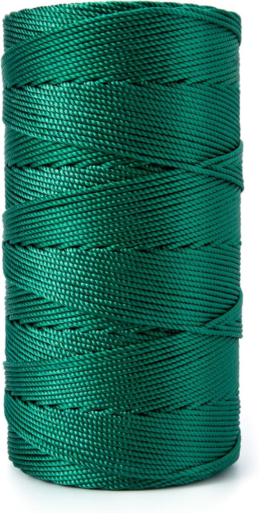 HONGDA Twisted Nylon String, #18 x 1080FT Mason Line String, Nylon Twine for Masonry Job, Trot Line, Decoy Line, Net Making and Mending, Workshop, Crafts, Gardening Hunter Green